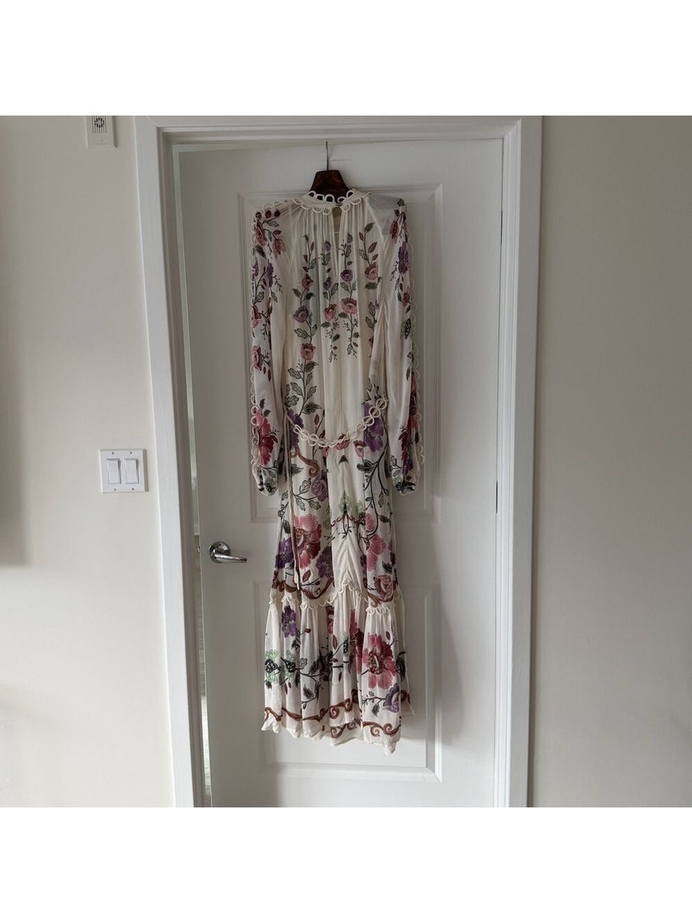 Farm Rio Cream Rococo Flowers Lace Maxi Dress - Picture 8 of 9